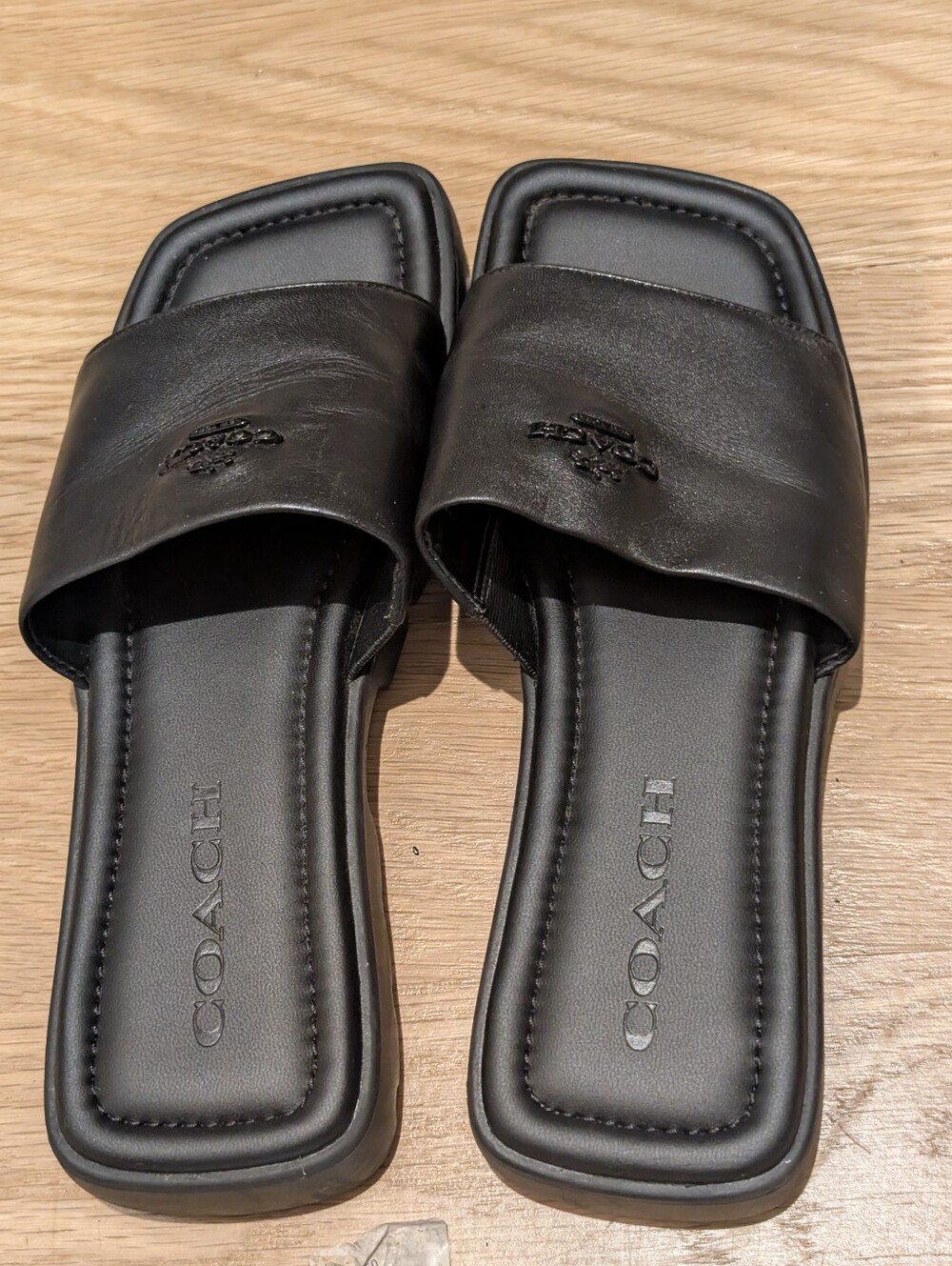 Coach Women Fiona Signature Coach Logo Leather Sandal Slide Sz 5 Women’s